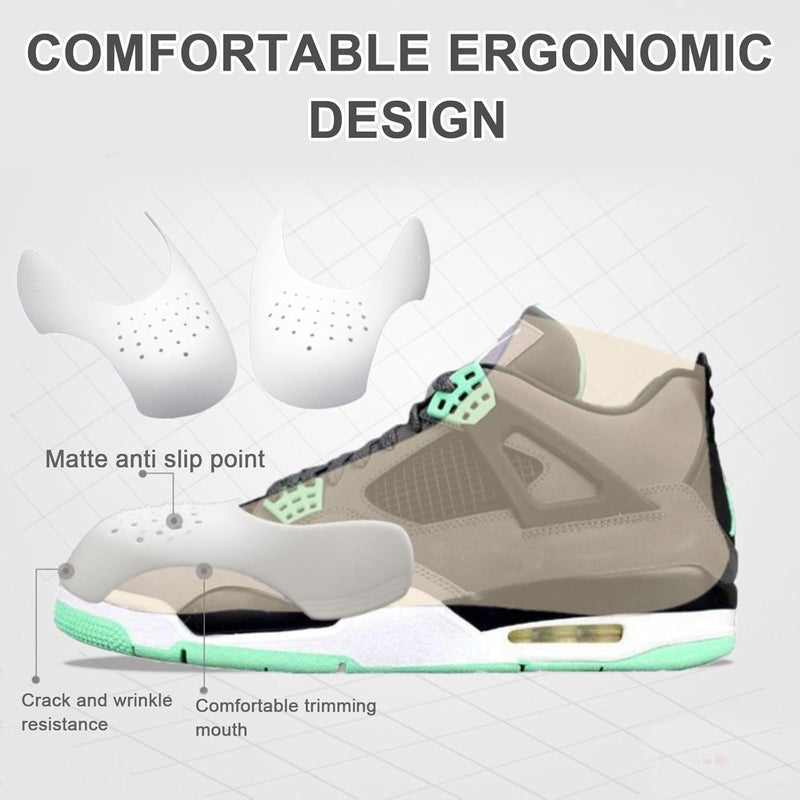 apvok Thinner Crease Protectors for Shoe Sneakers Shoe Crease Preventer for Af1s,Dunk,Anti,Jordan 1,Nike Dunk Lowsneaker,Toe Crease Guards No Crease Shoe Inserts (Medium -Size 5-8.5) - Image 2